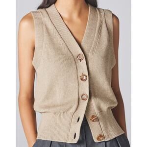$525 Adeam x Carolyn Murphy Button Front Sora Vest Beige XS